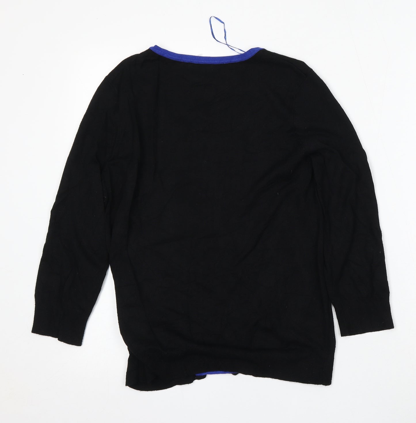 M&Co Womens Black Round Neck  Viscose Pullover Jumper Size 12