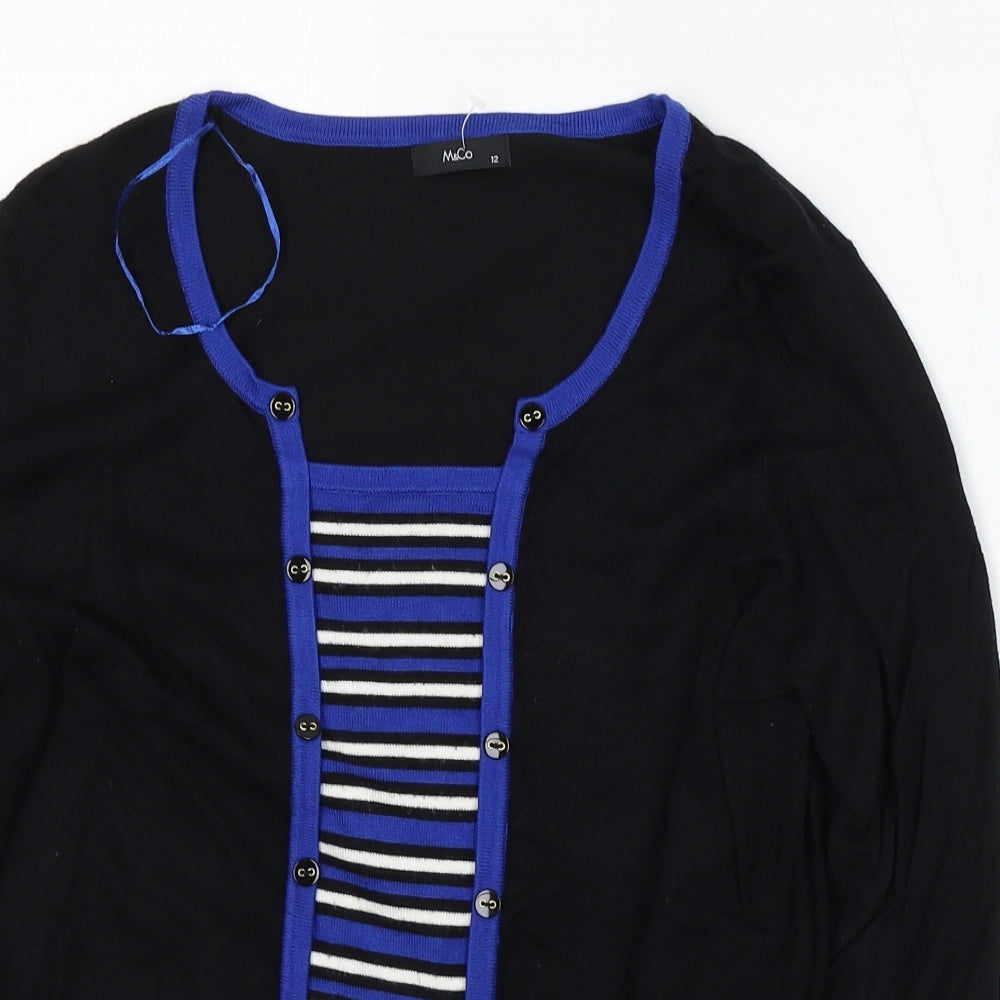 M&Co Womens Black Round Neck  Viscose Pullover Jumper Size 12
