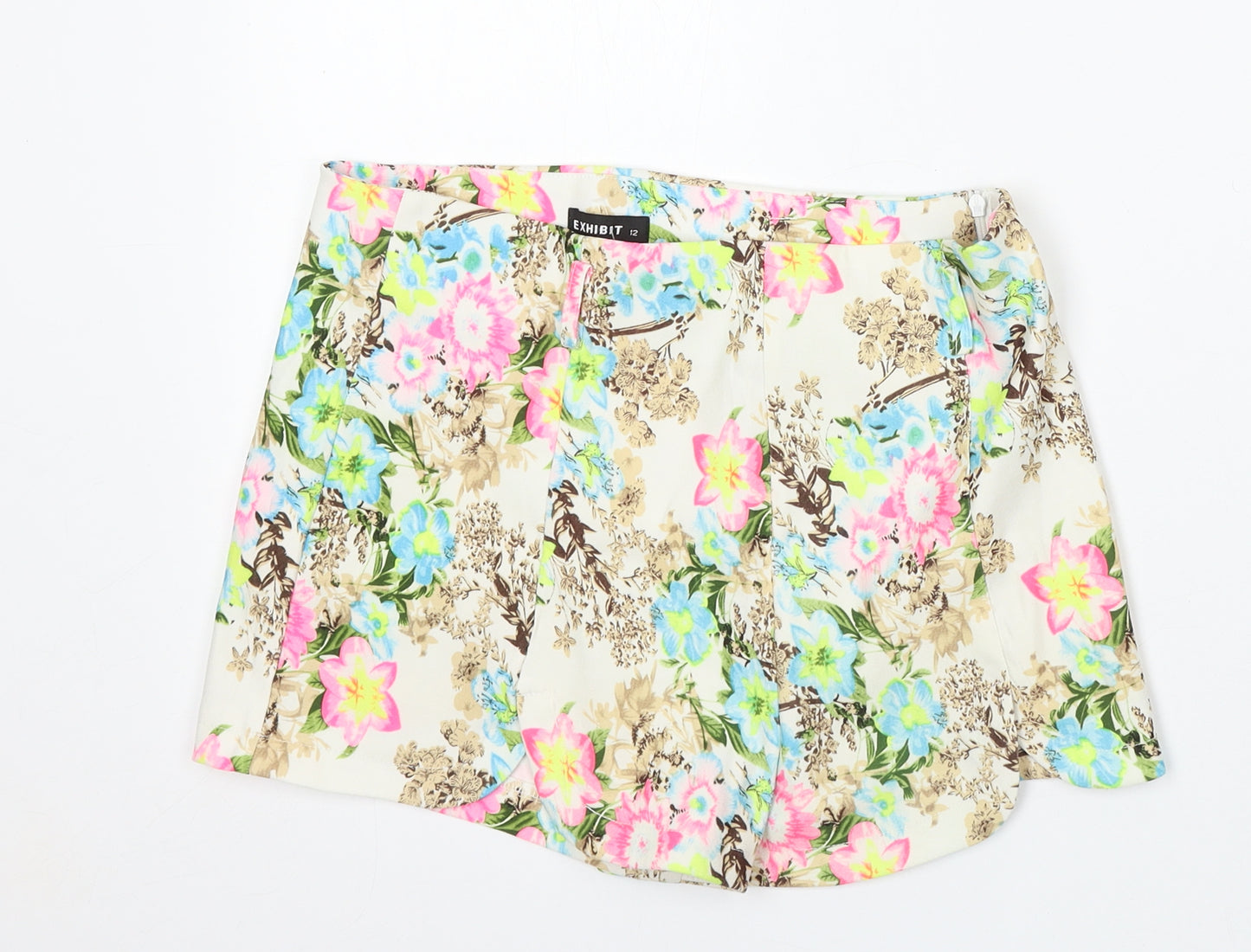 Exhibit Womens Multicoloured Floral Polyester Bermuda Shorts Size 12 L3 in Regular