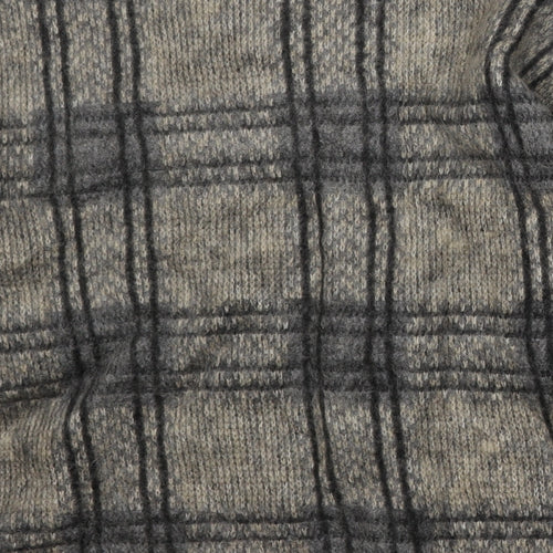 Topshop Womens Beige Round Neck Check Acrylic Pullover Jumper Size 14
