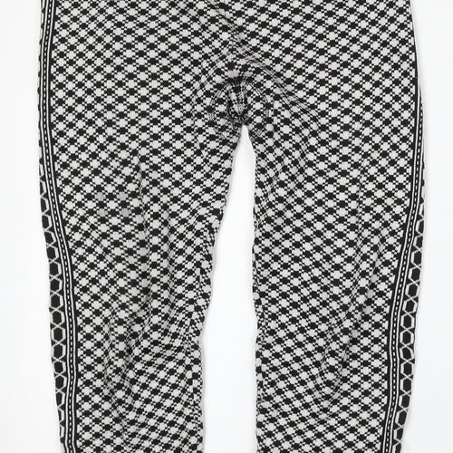 Preworn Womens White Geometric Polyester Jogger Trousers Size 30 in L26 in Regular