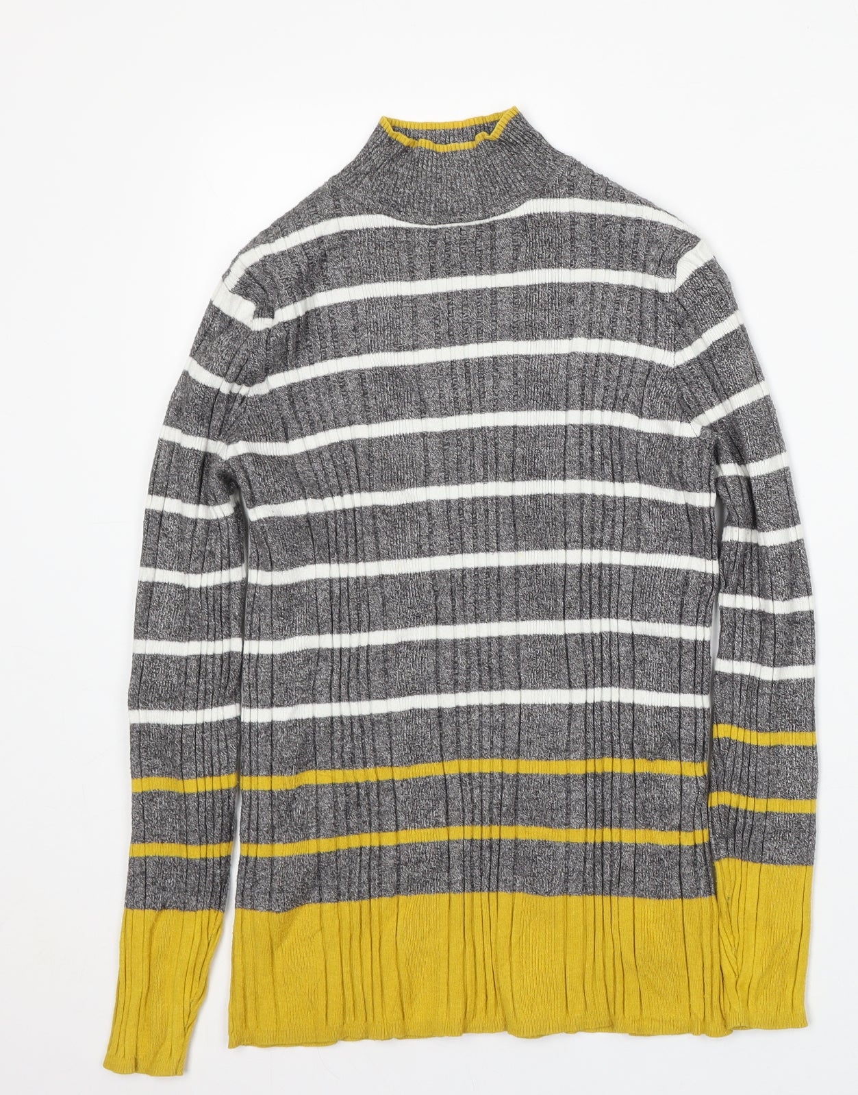 Marks and Spencer Womens Multicoloured Round Neck Striped Viscose Pullover Jumper Size 14