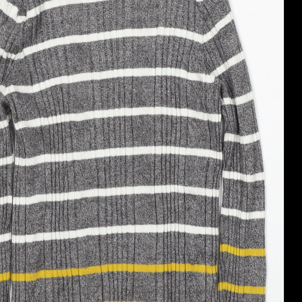 Marks and Spencer Womens Multicoloured Round Neck Striped Viscose Pullover Jumper Size 14