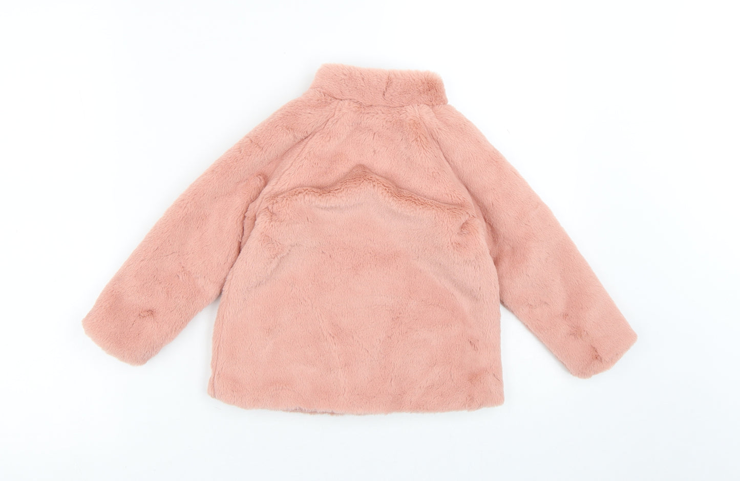 TU Girls Pink Round Neck  Polyester Cardigan Jumper Size 2-3 Years  Button - Fluffy
