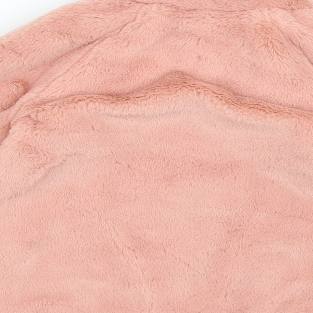 TU Girls Pink Round Neck  Polyester Cardigan Jumper Size 2-3 Years  Button - Fluffy
