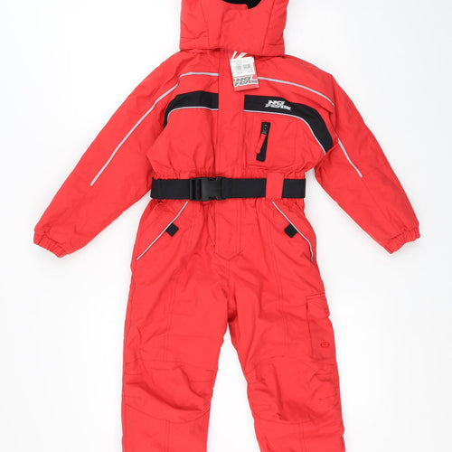 No Fear Boys Red Striped  Ski Jacket Snowsuit Size 5-6 Years  Zip - Ski Suit