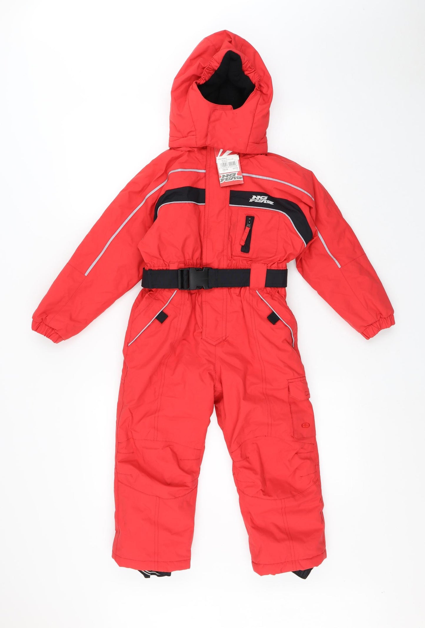 No Fear Boys Red Striped  Ski Jacket Snowsuit Size 5-6 Years  Zip - Ski Suit