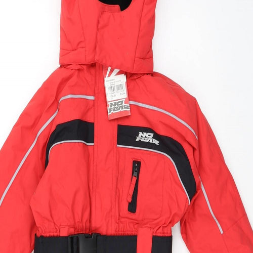 No Fear Boys Red Striped  Ski Jacket Snowsuit Size 5-6 Years  Zip - Ski Suit