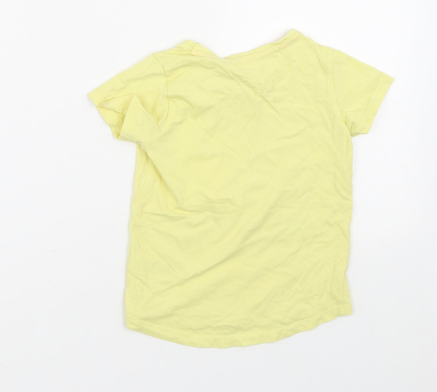 I LOVE MY TEE Girls Yellow  100% Cotton Pullover T-Shirt Size 2-3 Years Crew Neck  - Bunny