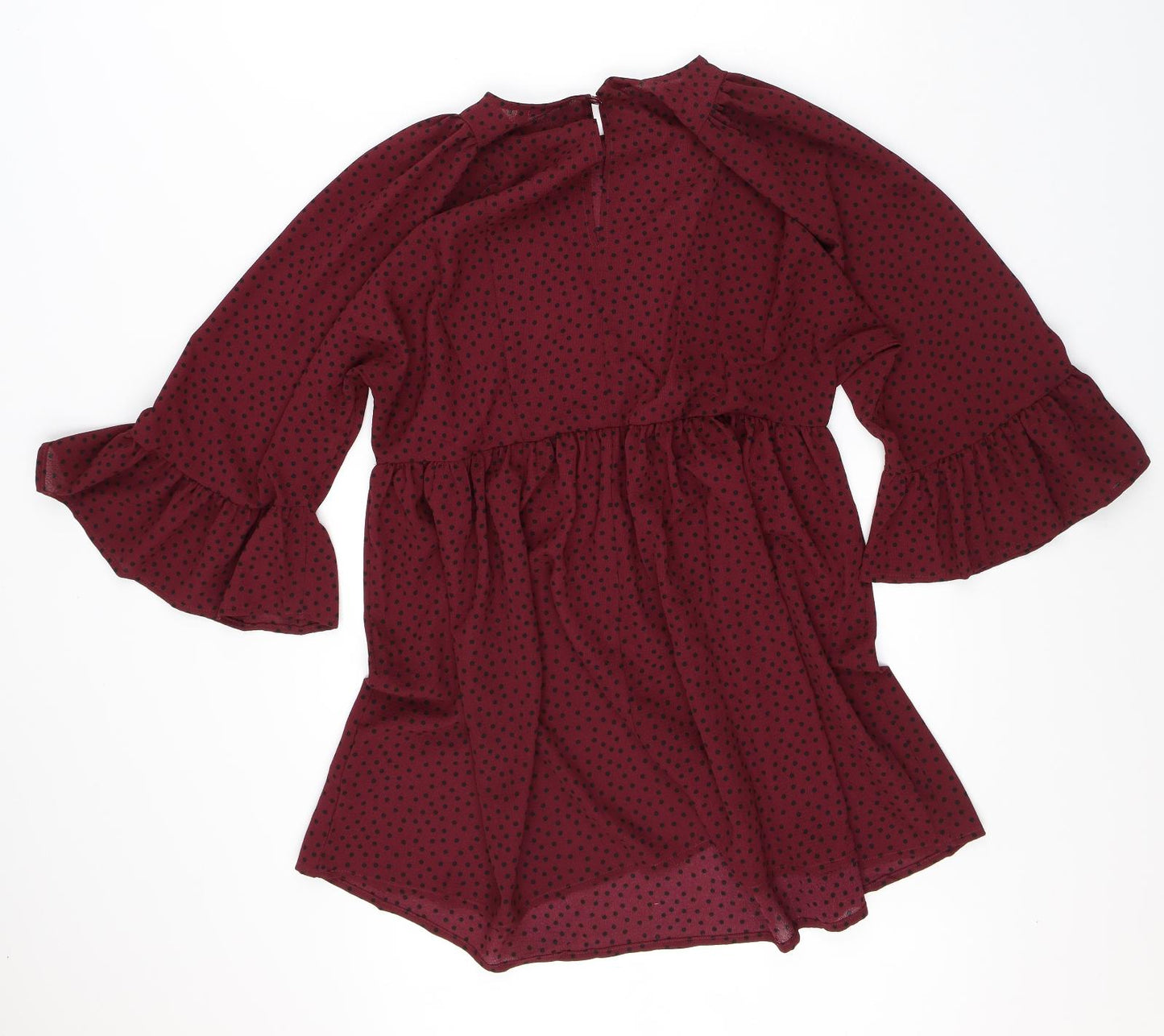 ASOS Womens Red Polka Dot Polyester A-Line  Size 12  Round Neck