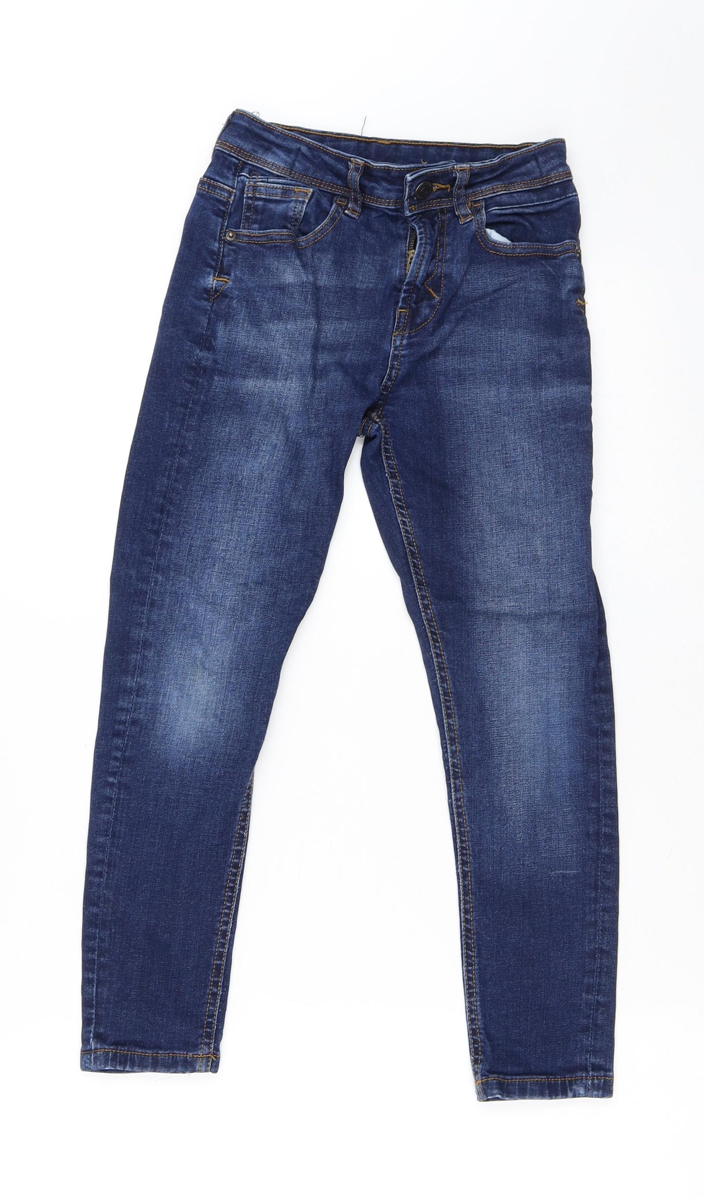George Girls Blue  Cotton Tapered Jeans Size 8-9 Years  Regular Zip
