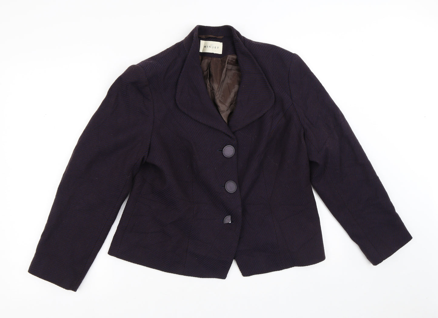 Minuet Womens Brown Striped  Jacket Blazer Size 16  Button