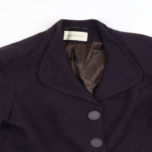 Minuet Womens Brown Striped  Jacket Blazer Size 16  Button