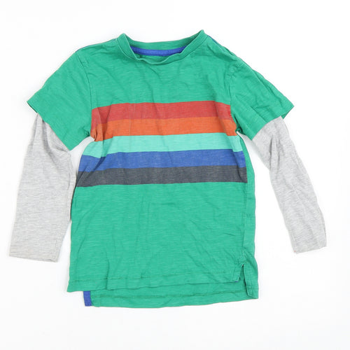 NEXT Boys Green Striped Cotton Basic Casual Size 2-3 Years Crew Neck