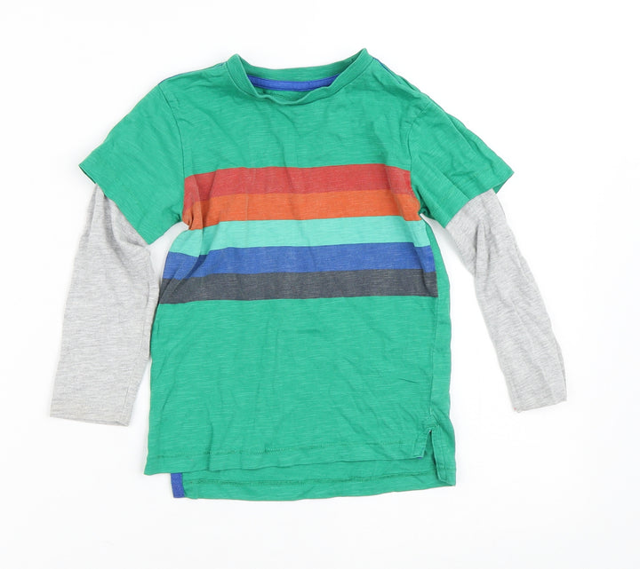 NEXT Boys Green Striped Cotton Basic Casual Size 2-3 Years Crew Neck