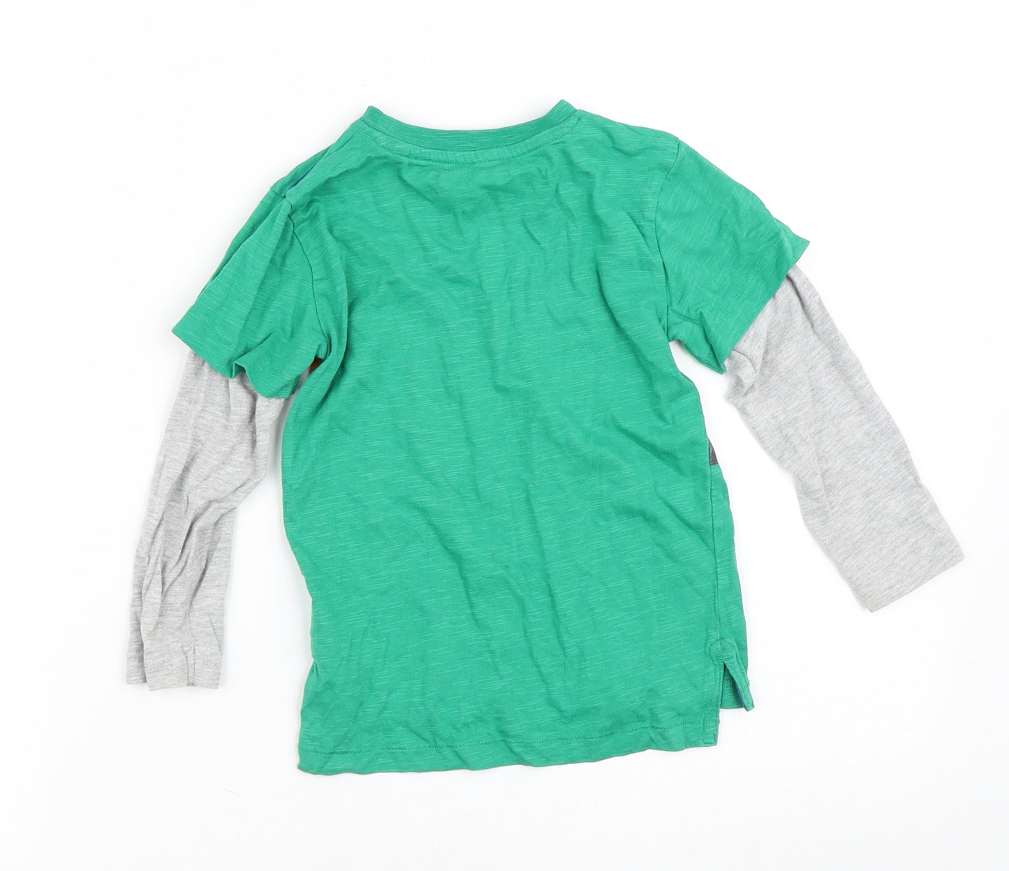 NEXT Boys Green Striped Cotton Basic Casual Size 2-3 Years Crew Neck