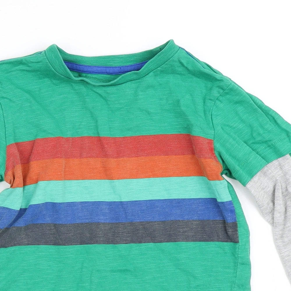NEXT Boys Green Striped Cotton Basic Casual Size 2-3 Years Crew Neck