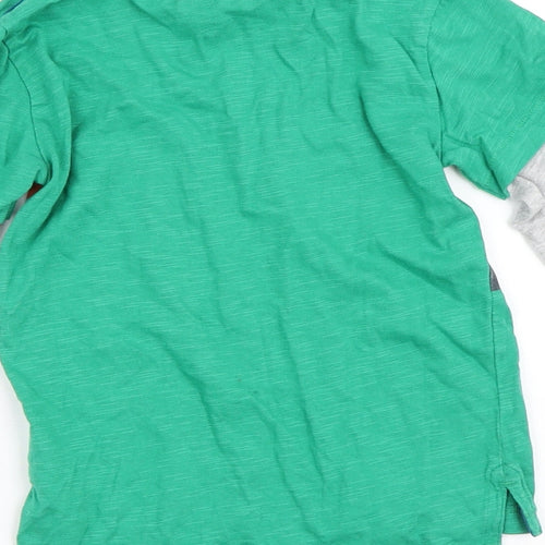 NEXT Boys Green Striped Cotton Basic Casual Size 2-3 Years Crew Neck
