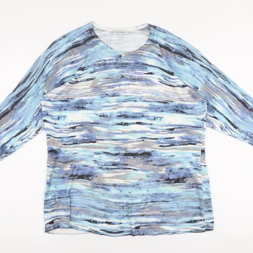 Nina Murati Womens Blue Round Neck  Viscose Pullover Jumper Size L
