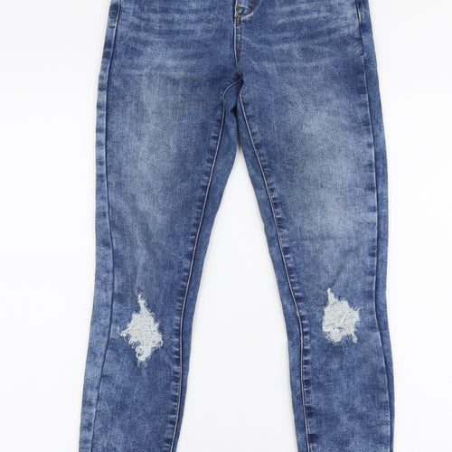 New Look Womens Blue  Cotton Skinny Jeans Size 8 L32 in Slim Zip