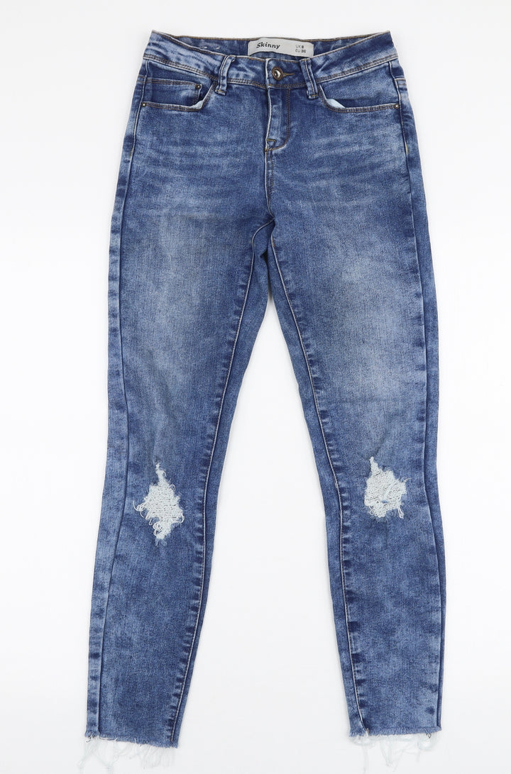 New Look Womens Blue  Cotton Skinny Jeans Size 8 L32 in Slim Zip