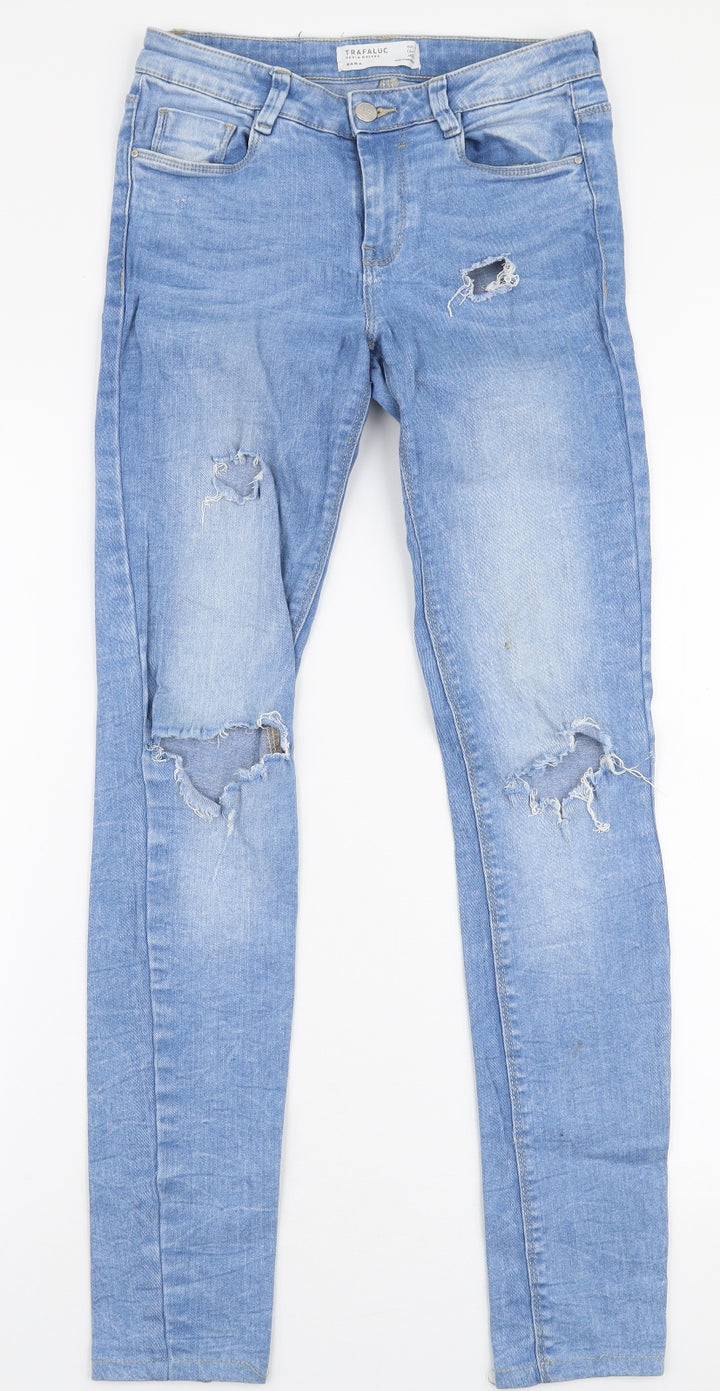 Zara Mens Blue Polyester Skinny Jeans Size 27 in L30 in Slim Zip