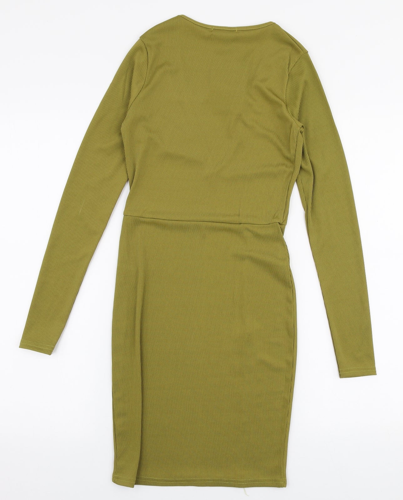 PRETTYLITTLETHING Womens Green  Polyester Bodycon  Size 8  V-Neck Pullover