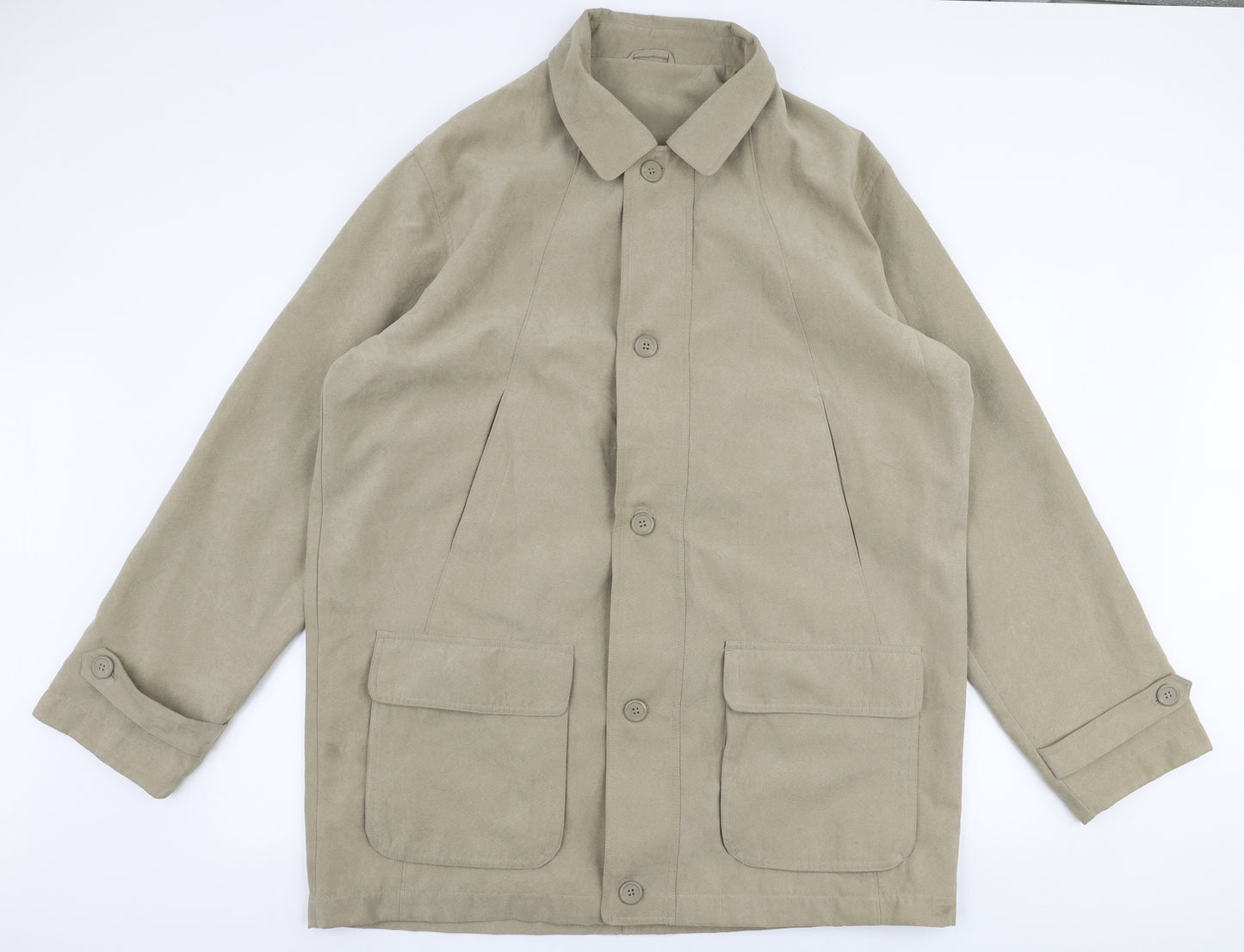 Preworn Mens Beige   Overcoat Coat Size 2XL  Zip
