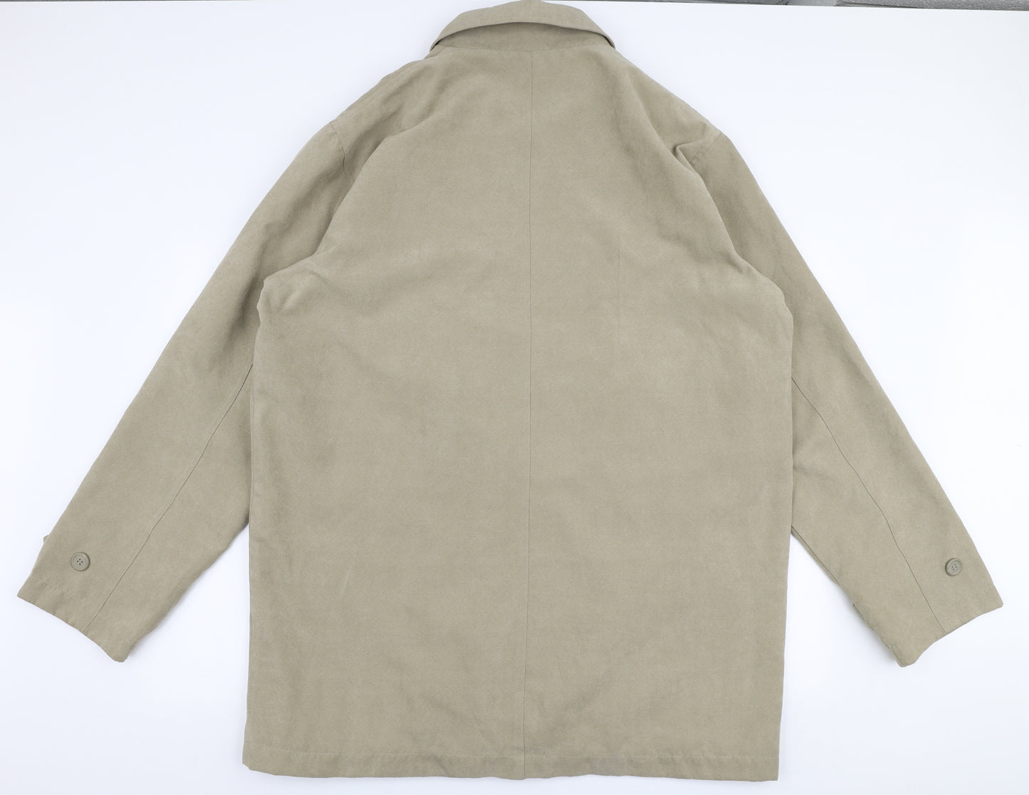 Preworn Mens Beige   Overcoat Coat Size 2XL  Zip
