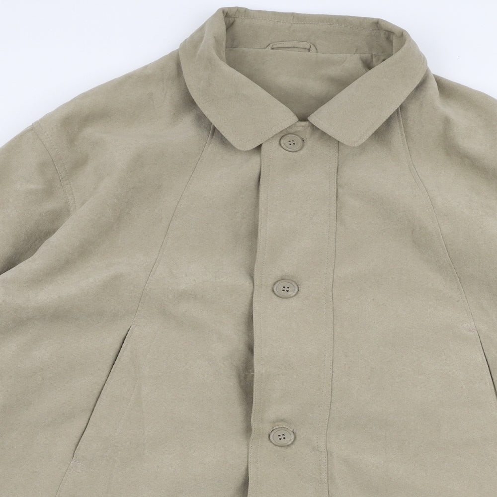 Preworn Mens Beige   Overcoat Coat Size 2XL  Zip