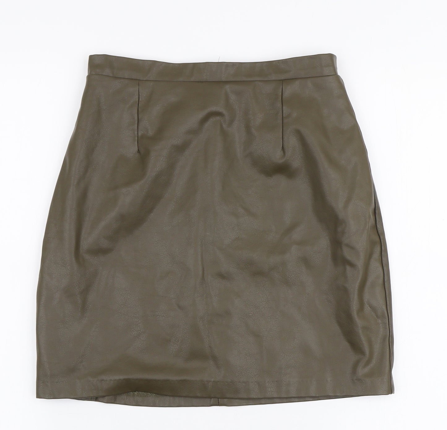 River Island Womens Green  Polyester A-Line Skirt Size 8   Zip