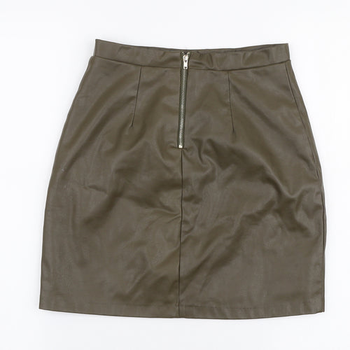River Island Womens Green  Polyester A-Line Skirt Size 8   Zip