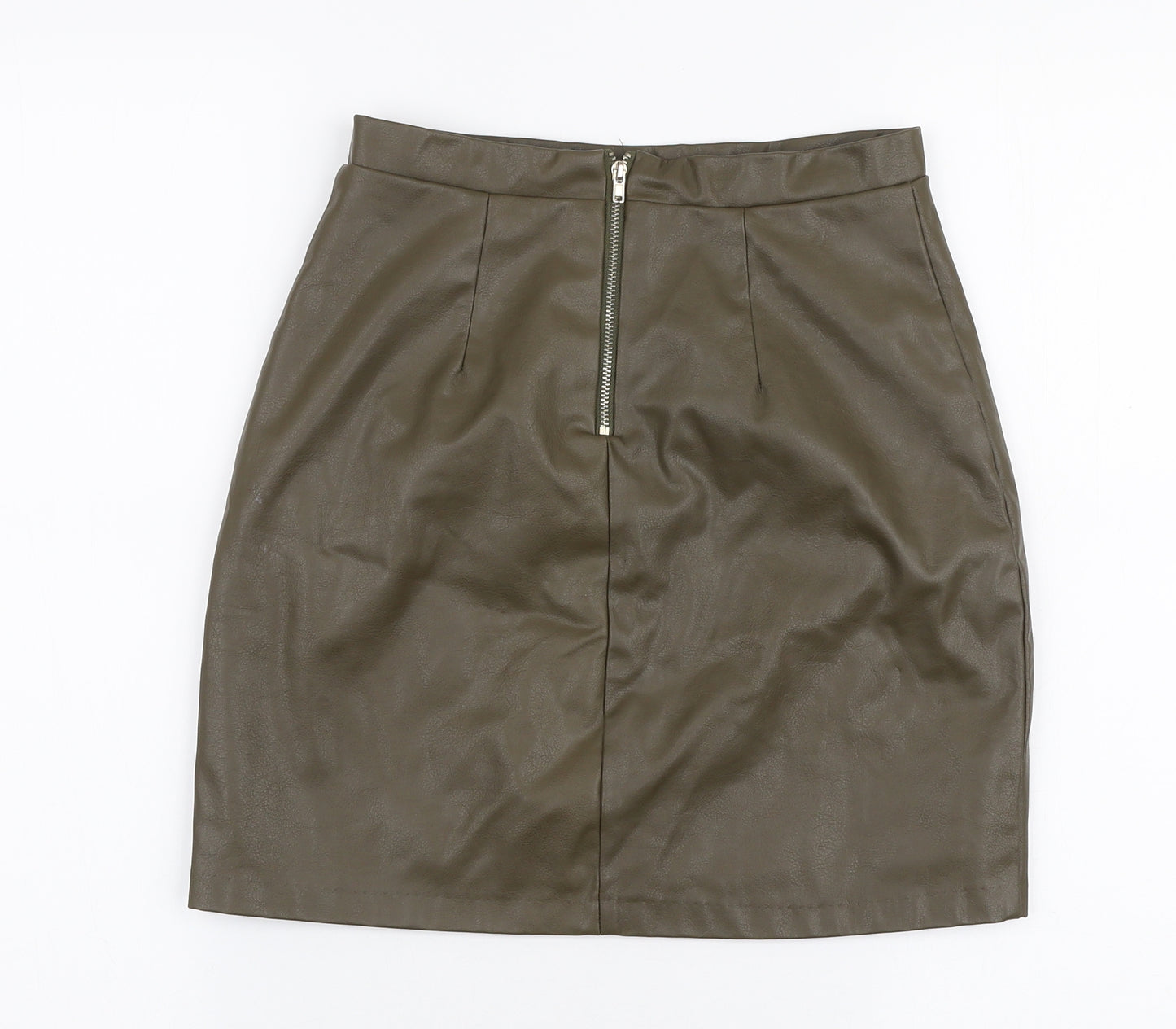 River Island Womens Green  Polyester A-Line Skirt Size 8   Zip