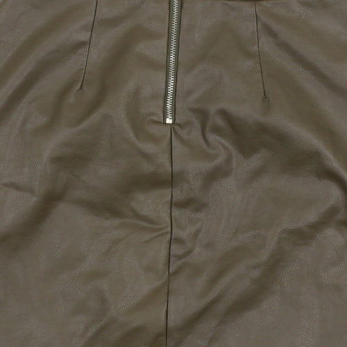 River Island Womens Green  Polyester A-Line Skirt Size 8   Zip