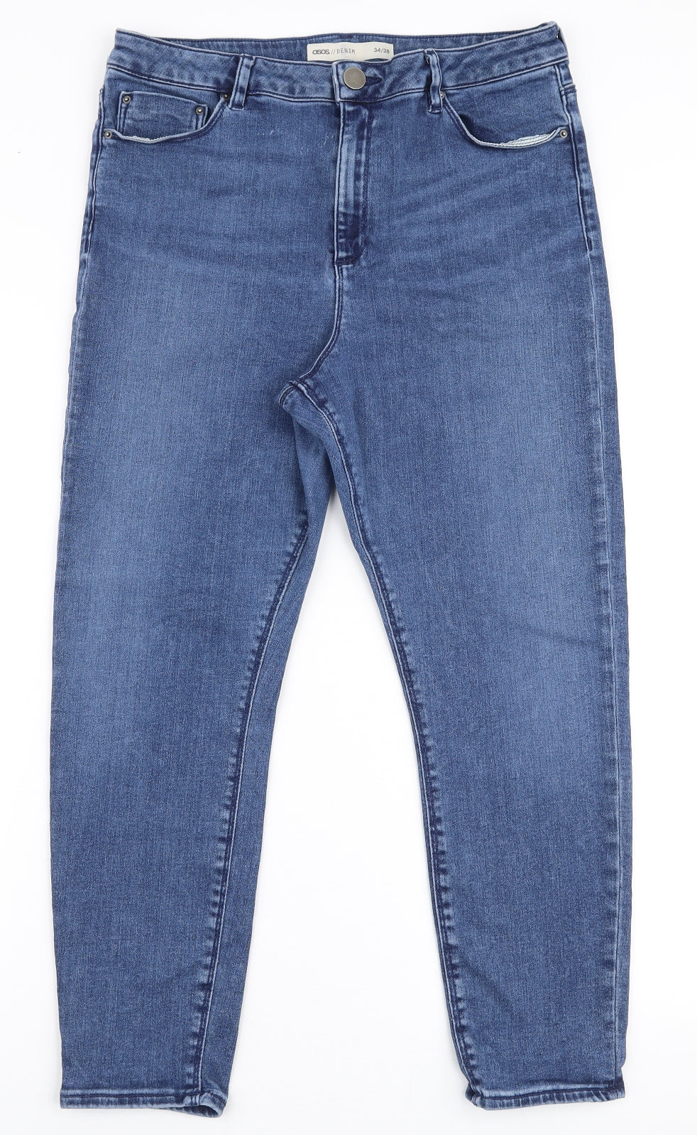 ASOS Womens Blue  Cotton Skinny Jeans Size 34 in L28 in Slim Zip