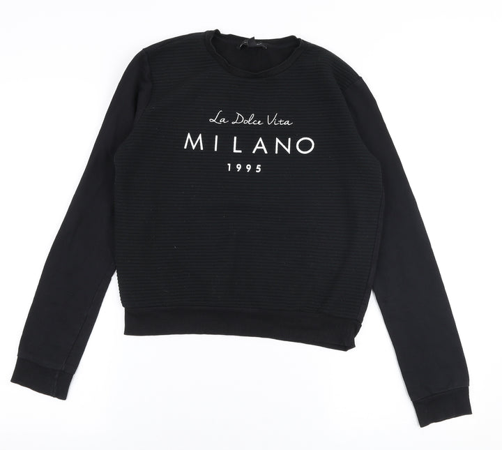 Atmosphere Womens Black Polyester Pullover Sweatshirt Size 6 Pullover - Milano