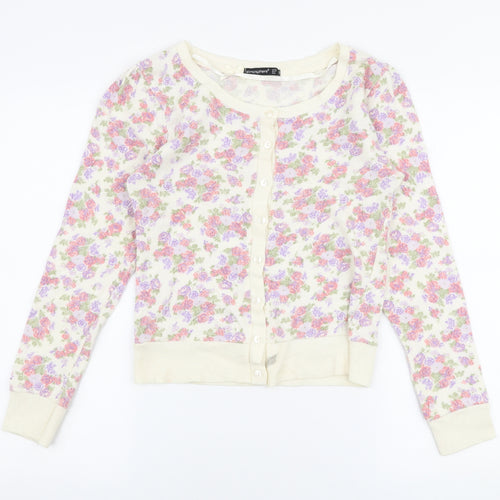 Atmosphere Womens Multicoloured Round Neck Floral Cotton Cardigan Jumper Size 12