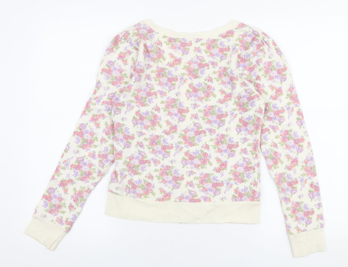 Atmosphere Womens Multicoloured Round Neck Floral Cotton Cardigan Jumper Size 12