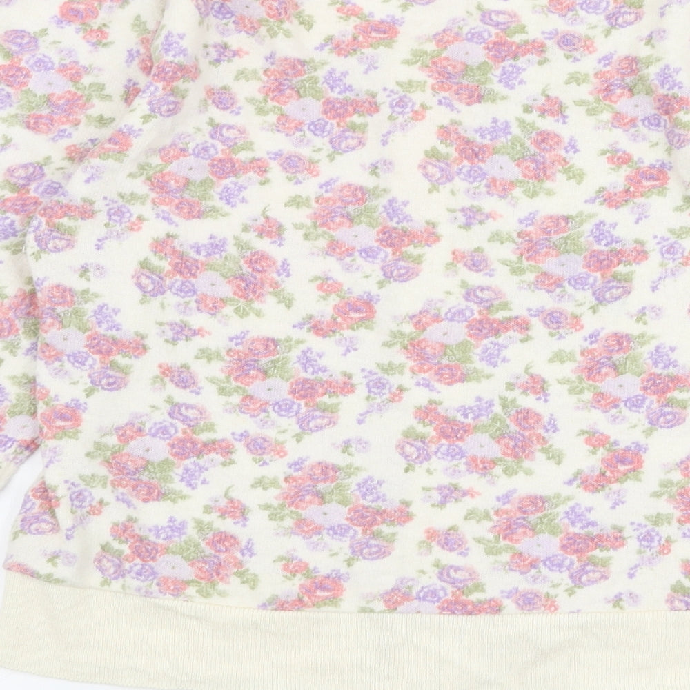 Atmosphere Womens Multicoloured Round Neck Floral Cotton Cardigan Jumper Size 12