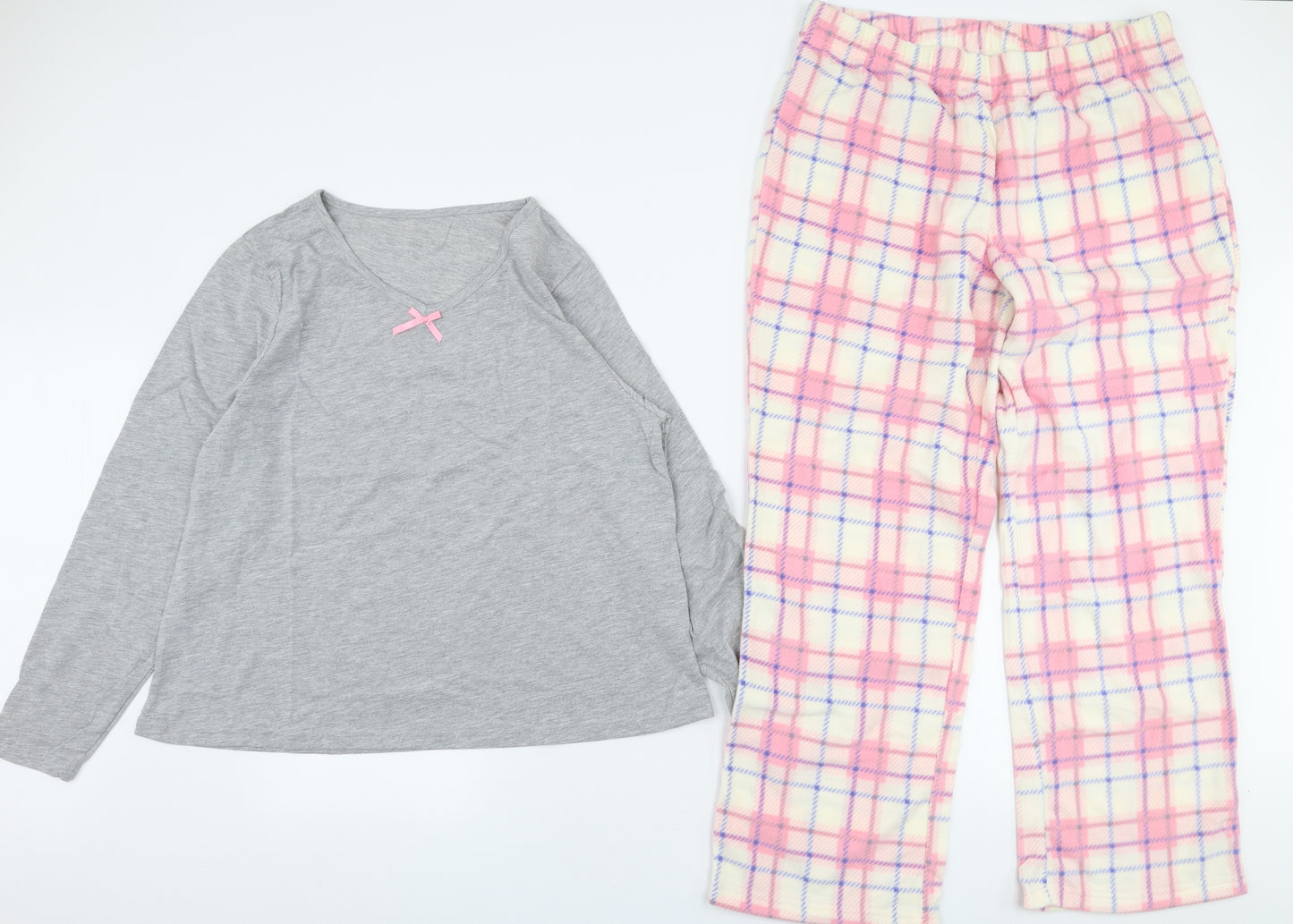 Preworn Womens Multicoloured Plaid Polyester Top Pyjama Set Size L