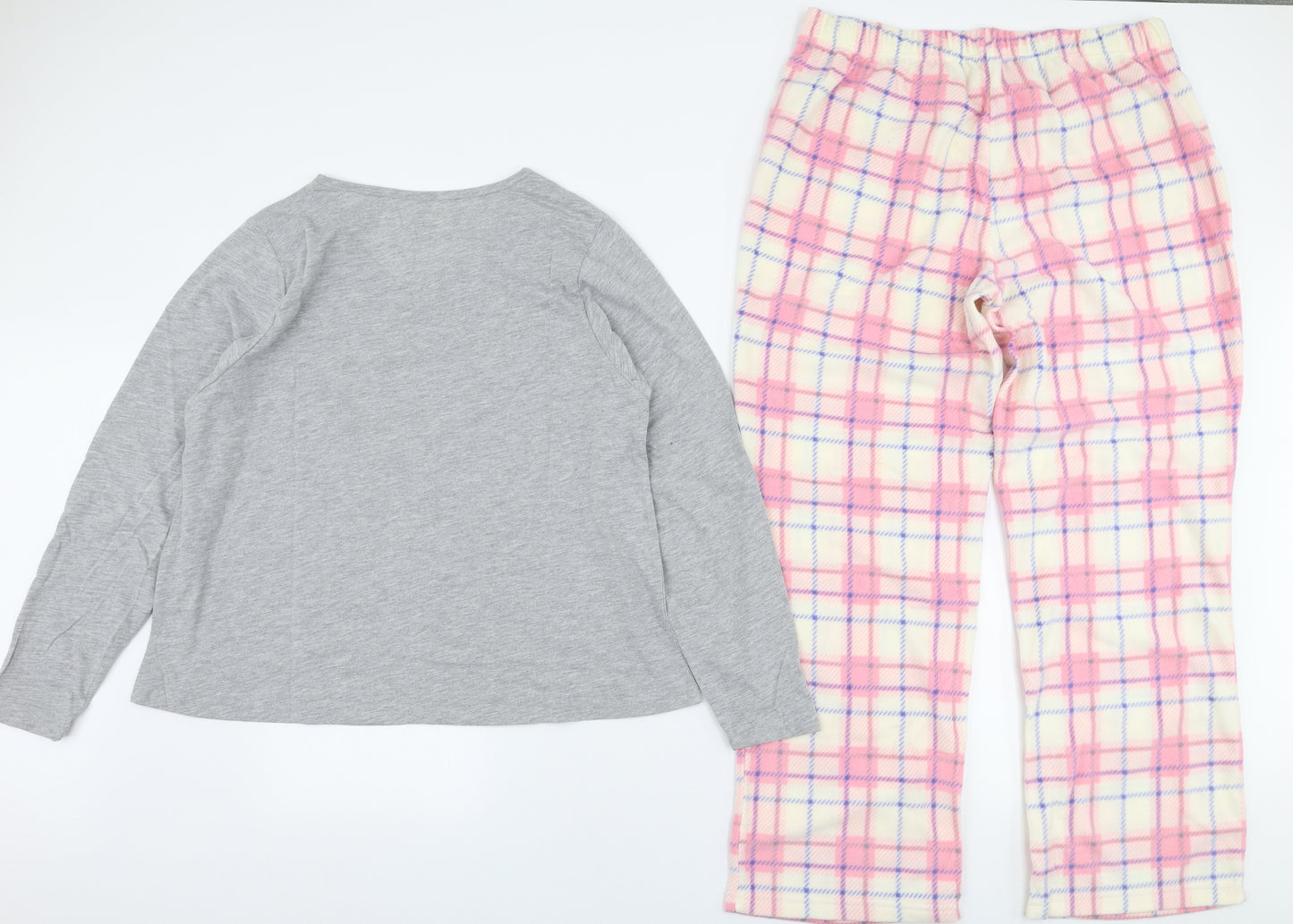 Preworn Womens Multicoloured Plaid Polyester Top Pyjama Set Size L