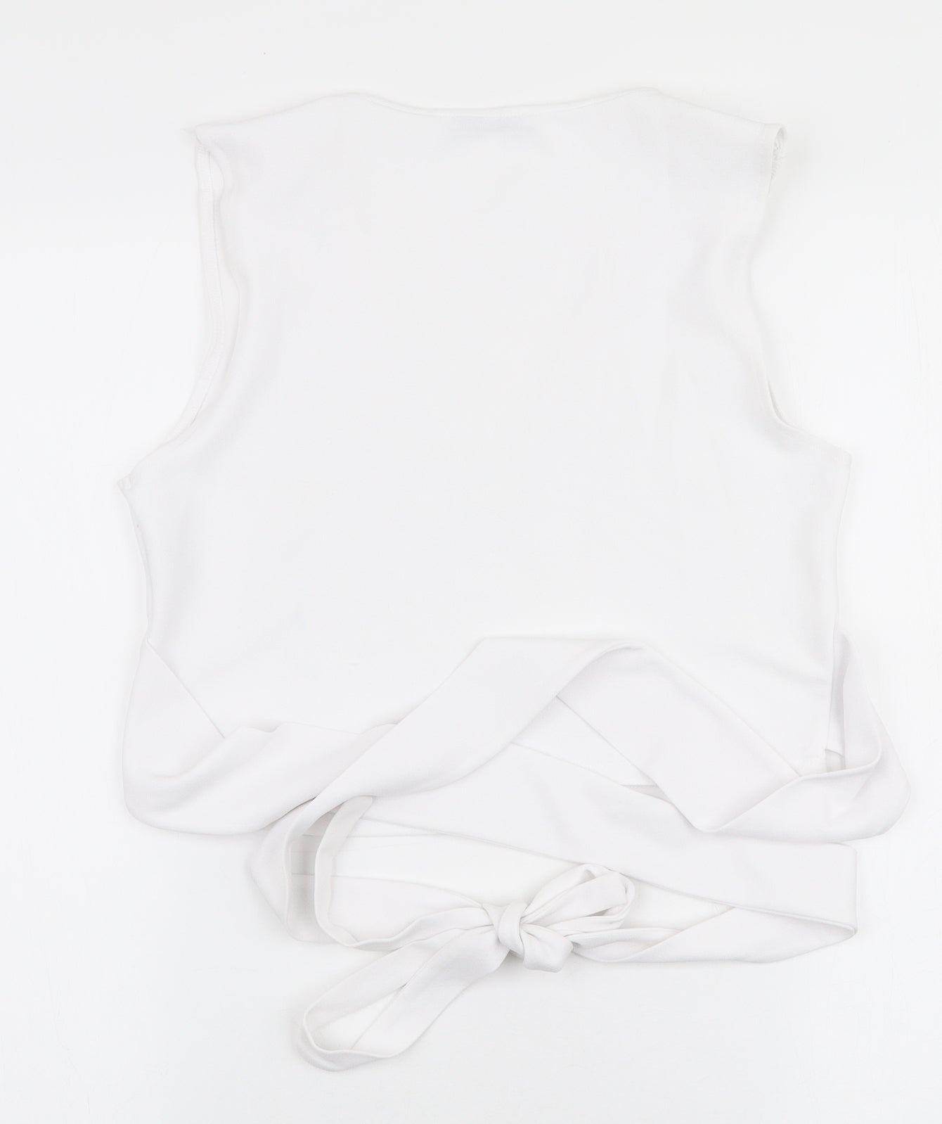 Zara Womens White  Polyester Cropped Blouse Size M V-Neck
