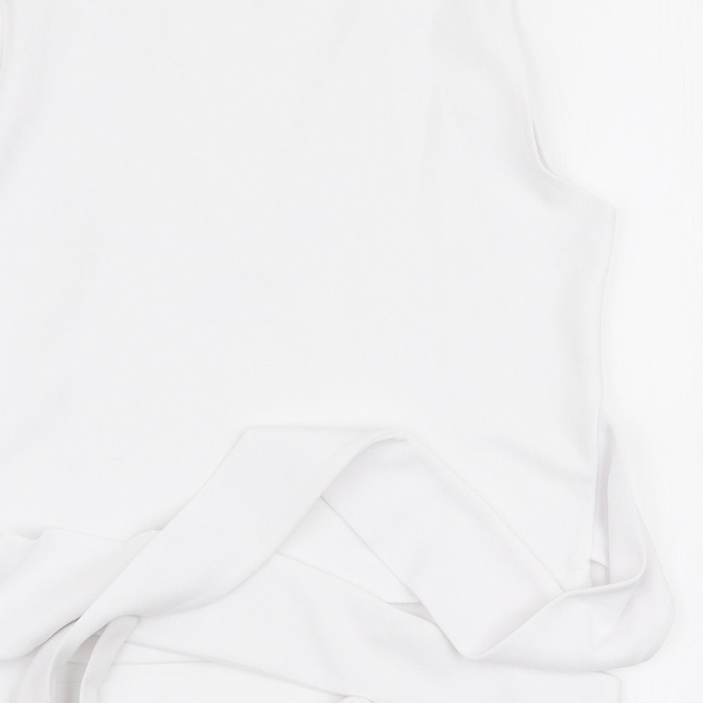 Zara Womens White  Polyester Cropped Blouse Size M V-Neck