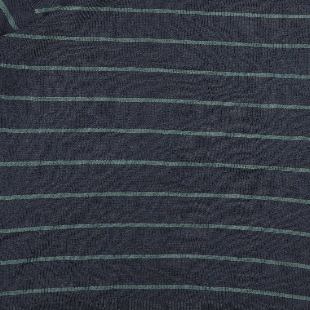 James Pringle Mens Blue Round Neck Striped Acrylic Pullover Jumper Size L