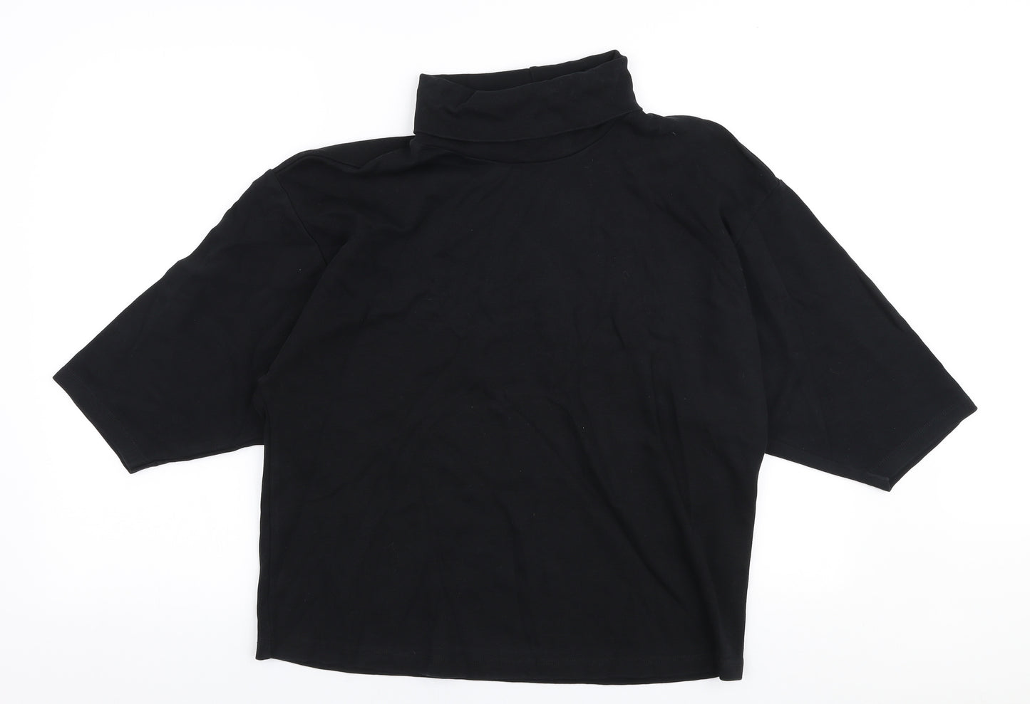 ASOS Womens Black  100% Cotton Jersey T-Shirt Size 8 Roll Neck