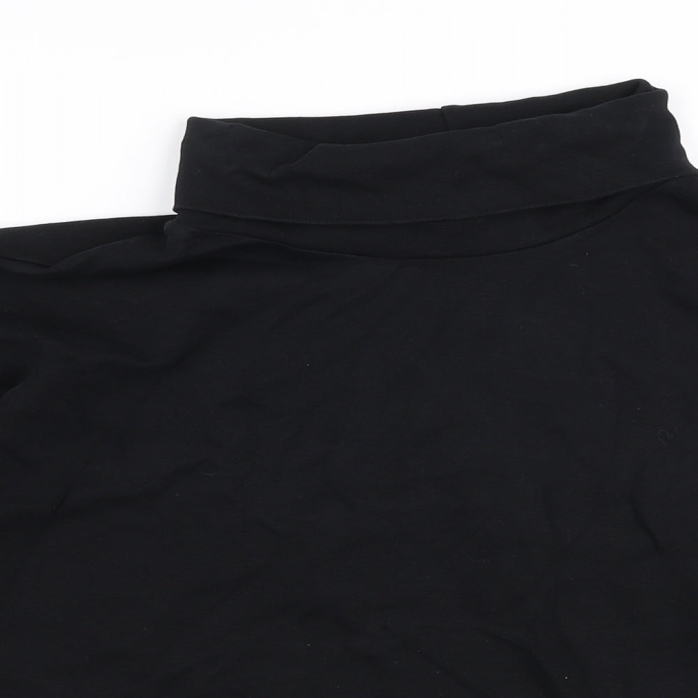 ASOS Womens Black  100% Cotton Jersey T-Shirt Size 8 Roll Neck