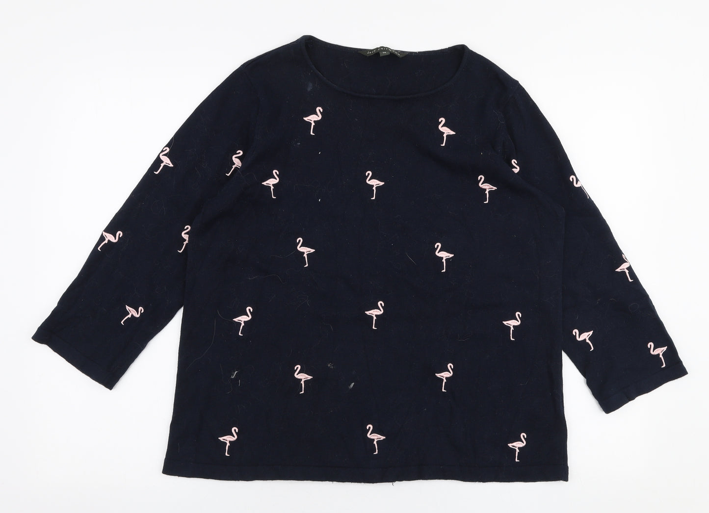 Bonmarche Womens Blue Round Neck  100% Cotton Pullover Jumper Size 14