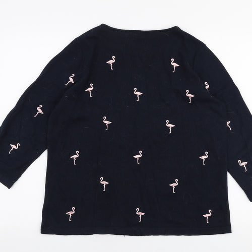 Bonmarche Womens Blue Round Neck  100% Cotton Pullover Jumper Size 14