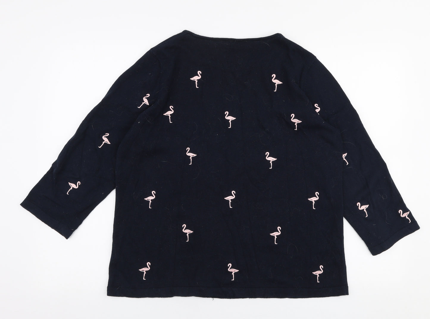 Bonmarche Womens Blue Round Neck  100% Cotton Pullover Jumper Size 14