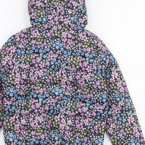 Primark Girls Multicoloured Floral  Puffer Jacket Coat Size 5-6 Years  Zip